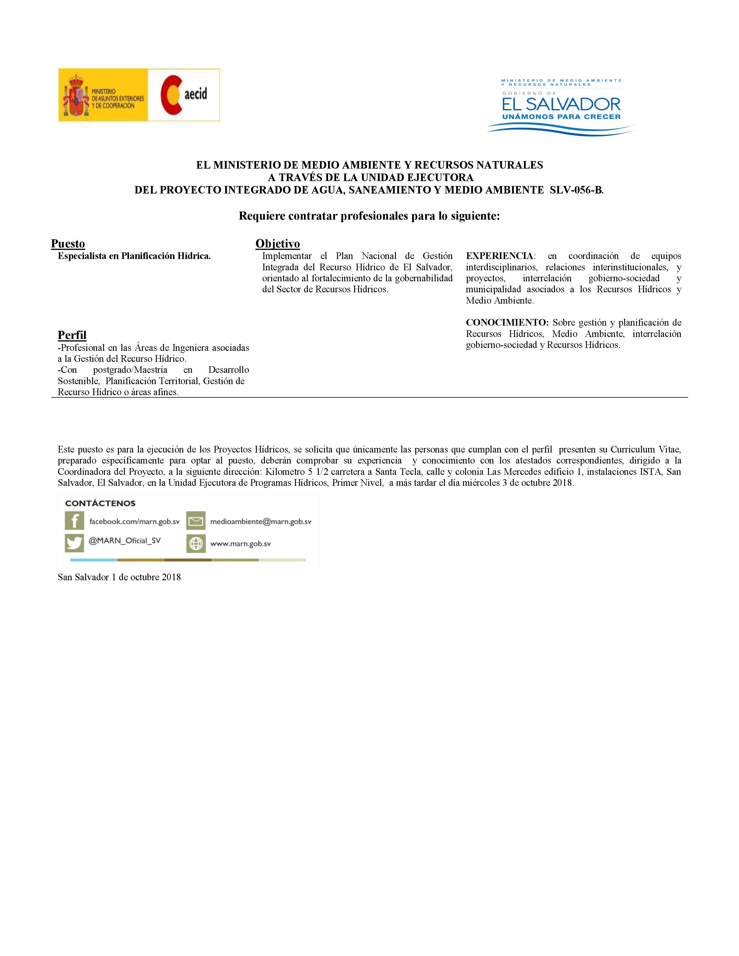 Puestos Proyecto Hidrico
