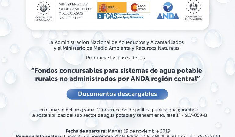 Bases de los “Fondos concursables para sistemas de agua potable rurales no administrados por ANDA – Región Central”