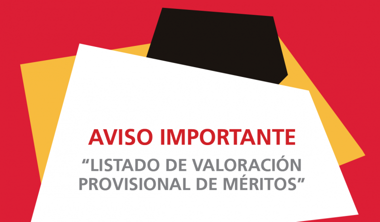 Listado de valoración provisional de méritos- Auxiliar Administrativo